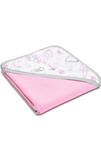 Kidizi Hooded cotton baby towel 90x90 cm Pink Fairy Clouds, suitable from bir...