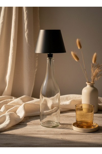 Emal Home Şarj Edilebilir Kablosuz LED Şişe Üstü Lamba - 3 Renk Modlu Dokunmatik Masa Lambası