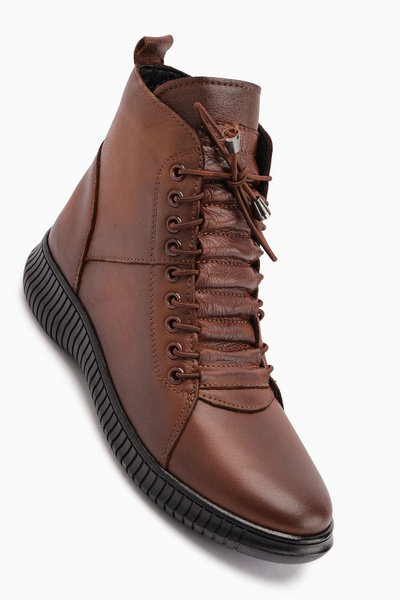 Limoya Jina Genuine Leather Brown Lace-Up Women's Boots