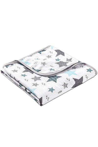 Kidizi Paturica dubla de muselina 78x78 cm All Mint Stars, 100% bumbac