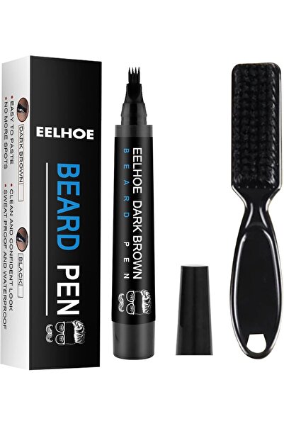 EELHOE Beard Filling Pencil with Blending Brush Waterproof Sweatproof Long-Lasting ( Dark Brown)