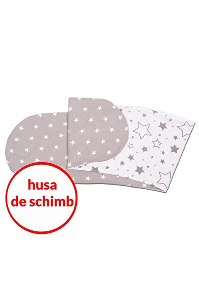 Kidizi Husa bumbac detasabila pentru Perna gravide 3 in 1 Lena, Galaxy Grey