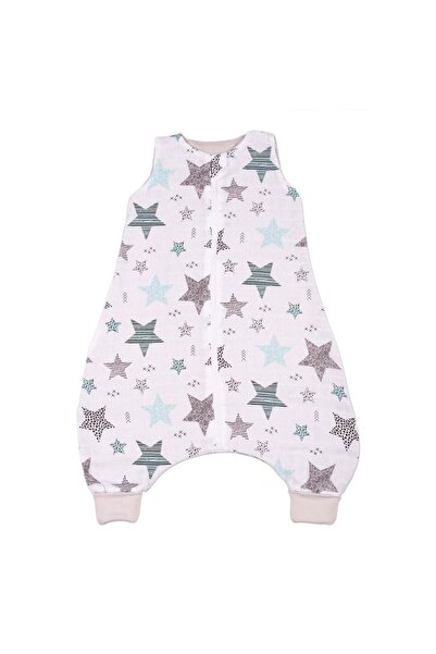Kidizi Muslin summer sleeping bag with feet 18-36 months All Mint Stars, 0.5 tog
