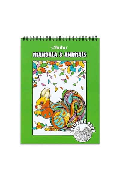 Ohuhu Carte de colorat „Animalele și Mandala” – 40 de modele față-verso, hârt...