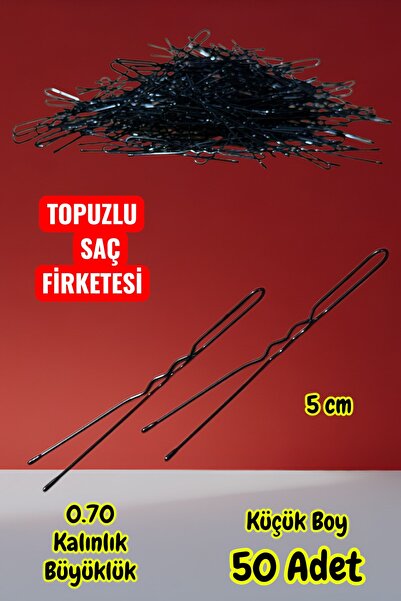 Technow Siyah 5 cm Küçük Topuzlu Saç Firketesi Toka 0.70 Siyah 50 Adet