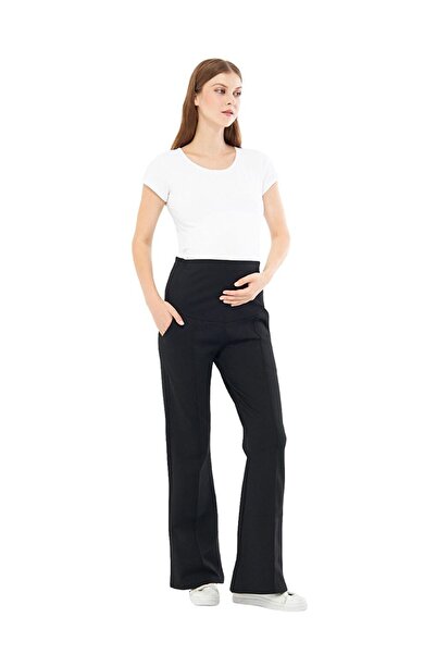 LC Waikiki Siyah İspanyol Paça Çelik Örme Kadın Hamile Pantolonu