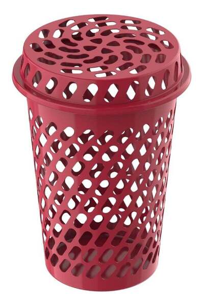 Cosmoplast سلة غسيل دائرية طويلة سعة 65 لترًا، لون أحمر داكن