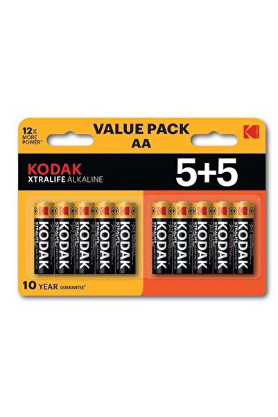 Kodak AA Batteries - Double A Disposable Alkaline 1.5V 5+5 Pack (10 Pieces)