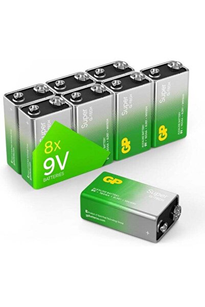 GP Super Alkaline 9V Battery 8-Pack (6LR61) - Bulk Box (030E1604ALB8)