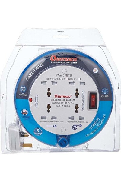 Oshtraco بكرة كابل رباعية الاتجاهات مع سلك بطول 5 أمتار