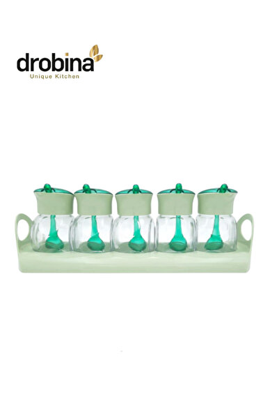 drobina طقم بهارات بستاند 10 قطع لون اخضر