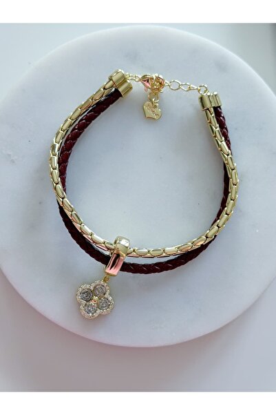 CHARMLUCKY Special Series Stone Clover Leather 2-Piece Bracelet