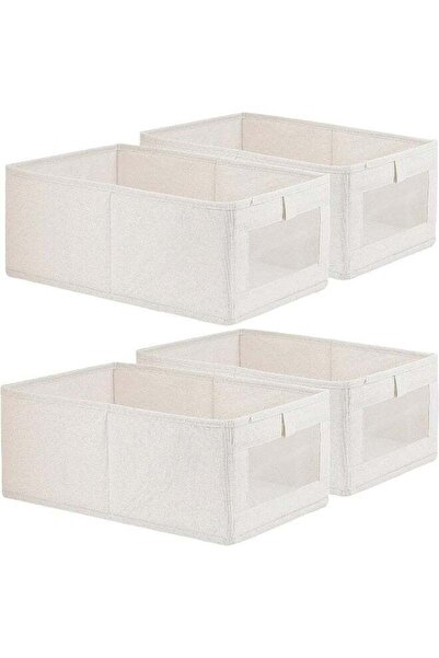 Generic SKY-TOUCH 4Pcs Linen Storage Bins - Foldable Closet Organizers with Clear Window