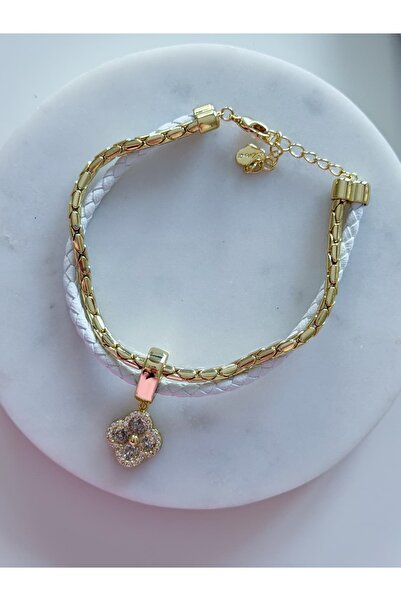 CHARMLUCKY Special Series Stone Clover Leather 2-Piece Bracelet