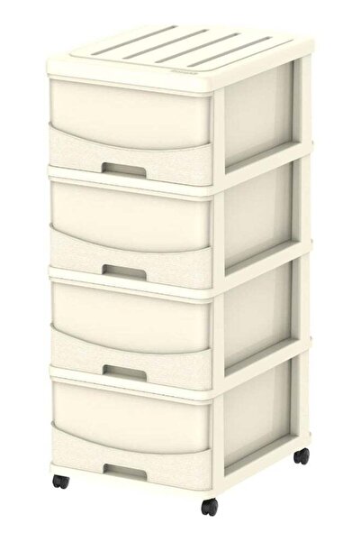 Cosmoplast Cedargrain 4 Tiers Storage Cabinet With Drawers And Wheels