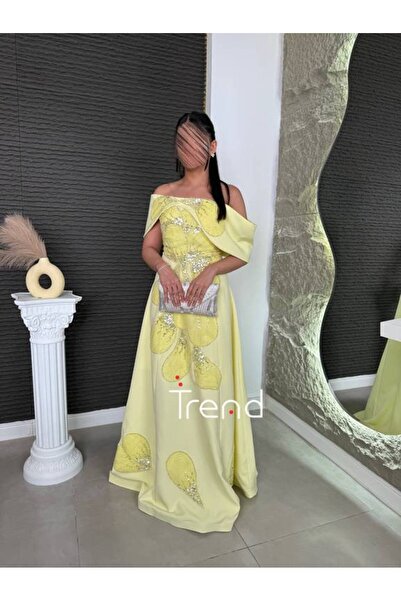 TREND Lemon Off-Shoulder Evening Dress