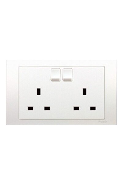 SCHNEIDER مقبس كهربائي مزدوج بمفتاحين من نوع Vivace أحادي الفتحة، 13 أمبير، 2...