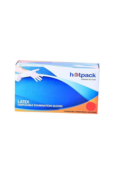 Hotpack قفازات لاتكس صحية للاستخدام مرة واحدة، خالية من البودرة، كبيرة الحجم،...