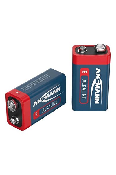 ANSMANN Red Alkaline 9V E-Block (6F22) Longlife Battery, 2-pack