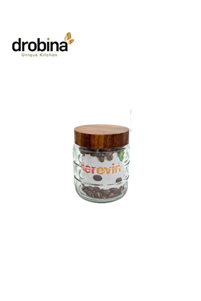drobina Dropina 1 Liter Wooden Glass Jar