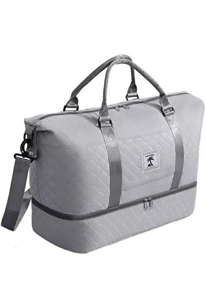 BLOOMING TIME Travel Duffle Bag with Shoe Compartment, Large Weekender, Grey