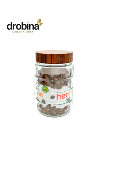 drobina 1.5 liter wooden glass jar by Droubina