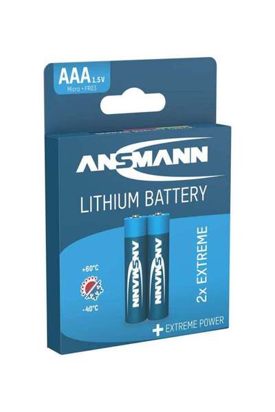 ANSMANN بطاريتان ليثيوم AAA فائقة التحمل (عبوة من قطعتين) - مدة صلاحية تصل إل...