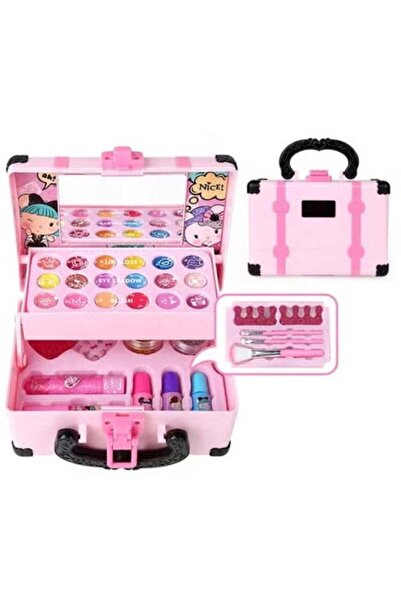 Gigglejoy طقم مكياج للبنات مع حقيبة تخزين - وردي، محمول، متين، قابل للغسل، غي...