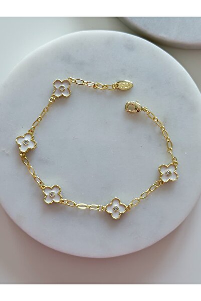 CHARMLUCKY ÖZEL SERİ BEYAZ YONCA BİLEKLİK