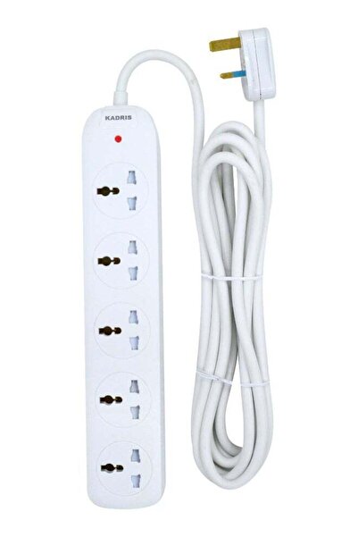Kadris شريط طاقة N5DS بخمسة منافذ مع سلك تمديد مقاوم للحرارة بطول 4 أمتار (أب...