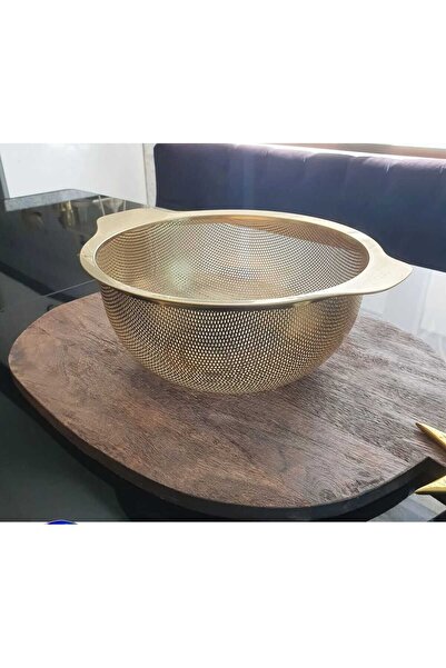CEPHOME Gold Paslanmaz Çelik Yuvarlak Süzgeç - Altın Renkli Metal Meyve ve Se...