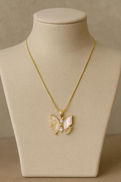 Moda badem Gold Çelik Kadın Kolye