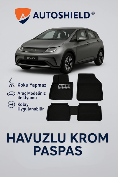 Universal BYD Dolphin Serisi Tüm Modeller İle Uyumlu Derin Havuzlu Paspas Krom Karbon