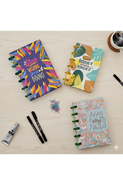 NotYaz XOOX Notebook Sert Kapaklı A6 Ebat Postitli 3'lü Set