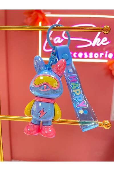 La She Accessories سلسلة مفاتيح زرقاء اللون مع شخصية البطل الخارق