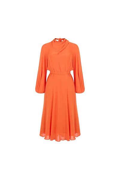 BİRELİN Bağlama Detaylı Elbise Turuncu
