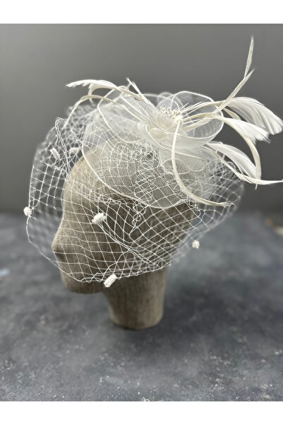 Limelia Pălărie de nuntă și căsătorie Căciulă de mireasă cu pene cu buline