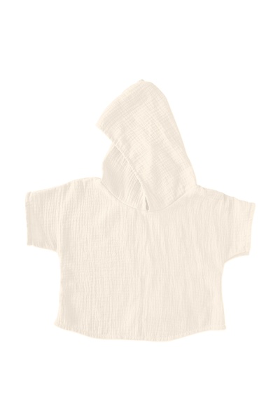 Kidizi Aris ivory short-sleeved muslin top with hood 2-3 years