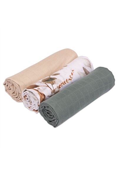 Kidizi Σετ 3 μαλακών καλοκαιρινών κουβερτών από μουσελίνα 78x78 εκ. Ευκάλυπτο...