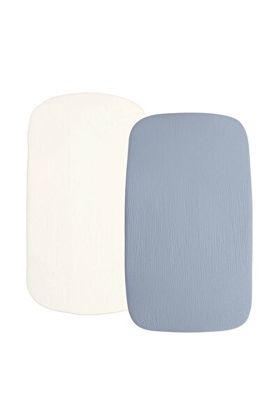 Kidizi Set 2 cearceafuri din muselina cu elastic roata pentru patut cosleeper 90x50 cm jeans, bum...