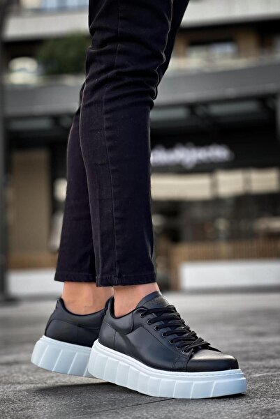 Zapatos حذاء رياضي رجالي يومي برباط من الجلد طراز KN144 CBT - أسود