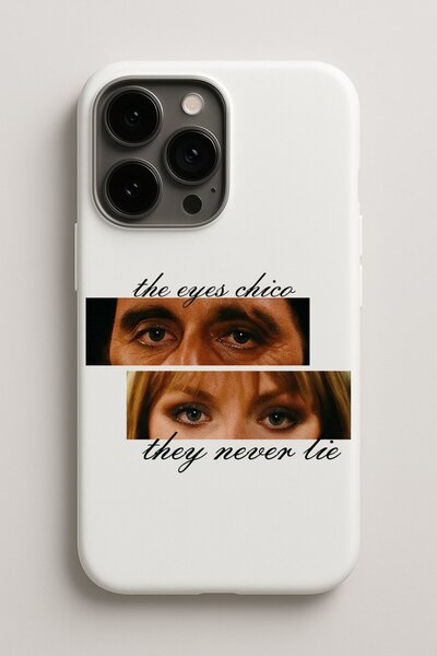 LivaLime iPhone 13 Pro Uyumlu SCARFACE Baskılı İçi Kadife Lansman Beyaz Kılıf