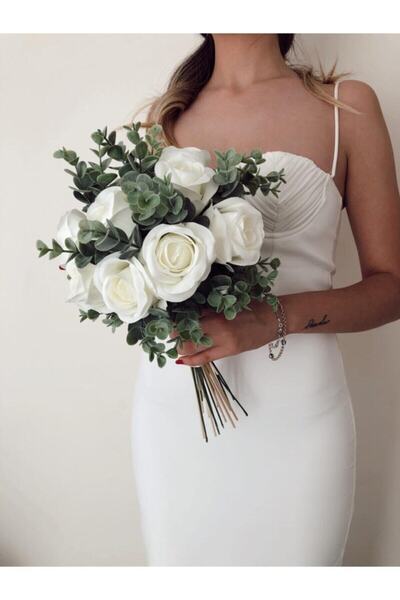 Limelia Gelin Buketi-şoklanmış Buket-kuru Çiçek Buket-yapay Gelin Buketi-yaka...