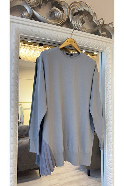 Invee Pleated Detailed Knitwear Tunic - Gray