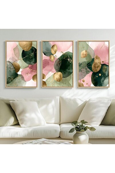 ALAYRA International مجموعة من 3 لوحات فنية تجريدية بسيطة على قماش، مقاس 40 ×...