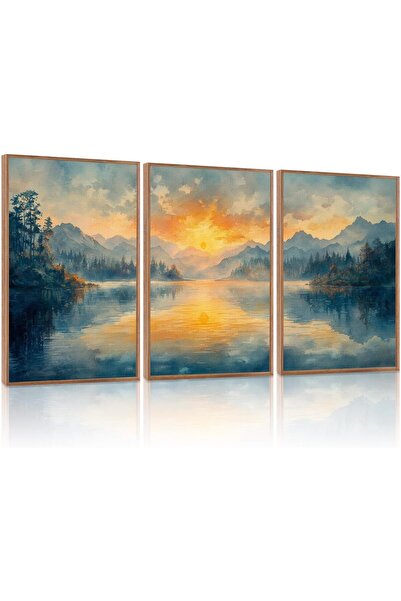 ALAYRA International مجموعة من 3 لوحات فنية تجريدية بسيطة على قماش، مقاس 30×4...