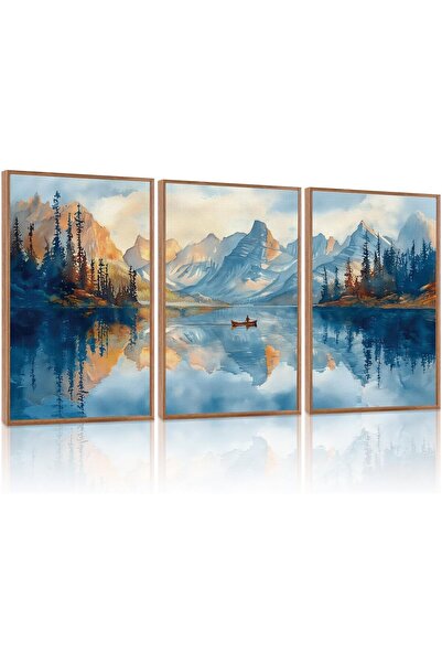 ALAYRA International مجموعة من 3 لوحات فنية تجريدية بسيطة على قماش، مقاس 30×4...