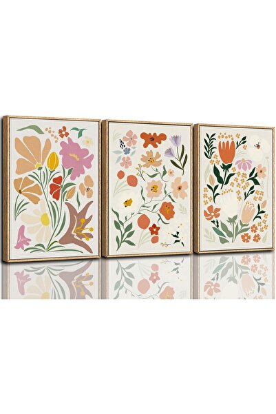 ALAYRA International مجموعة من 3 لوحات فنية تجريدية بسيطة على قماش، مقاس 30×4...