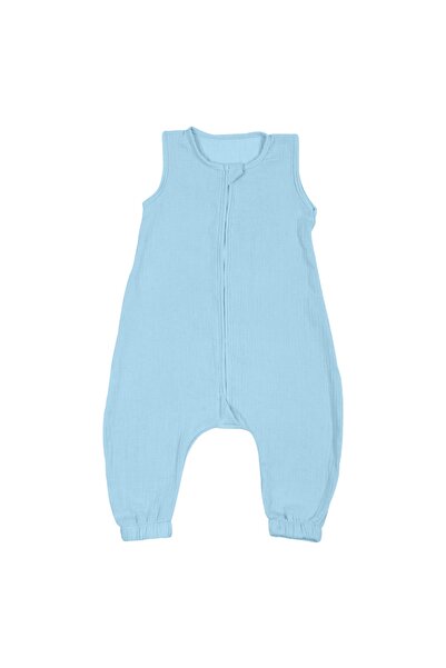 Kidizi Children's summer sleeping bag made of double muslin with legs 6-18 months Sky 0.3 tog, 100% cotton