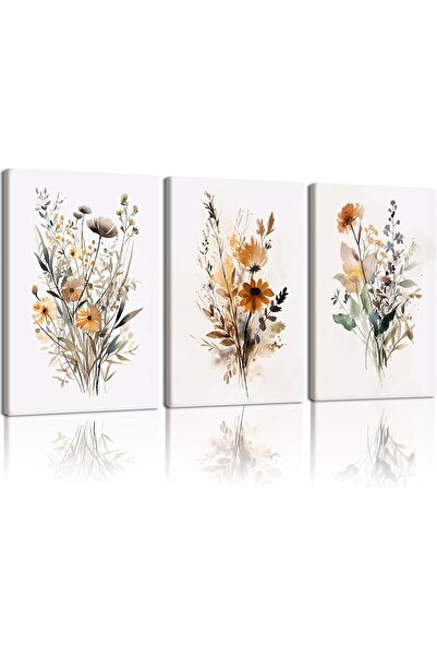 ALAYRA International مجموعة من 3 لوحات فنية تجريدية بسيطة على قماش، مقاس 30×4...